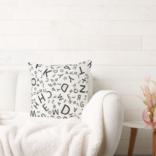 Alphabet letters pattern throw pillow