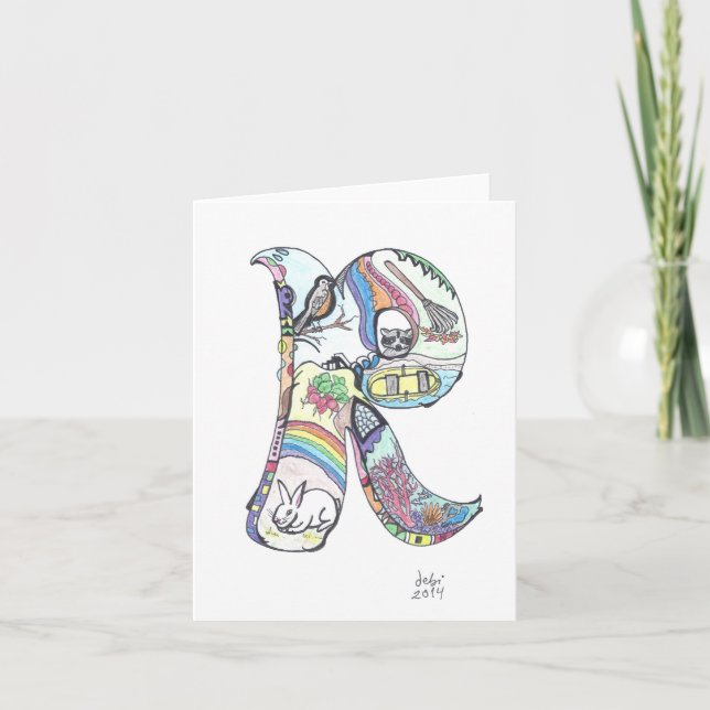 alphabet letters:  "R" Note Card (Front)