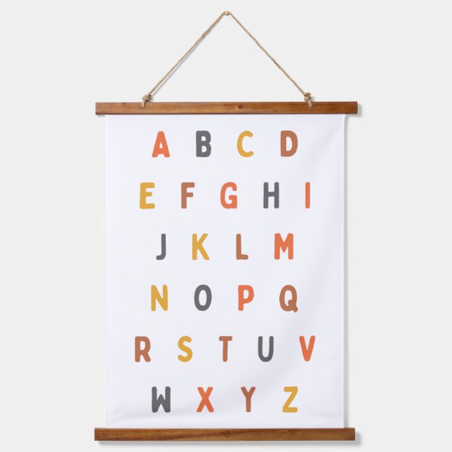 alphabet. letters. Wood Topped Wall Tapestry (Front)