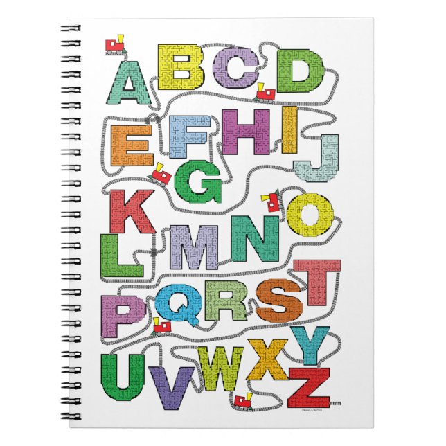 Alphabet Maze Puzzles Railroad Notebook (Front)