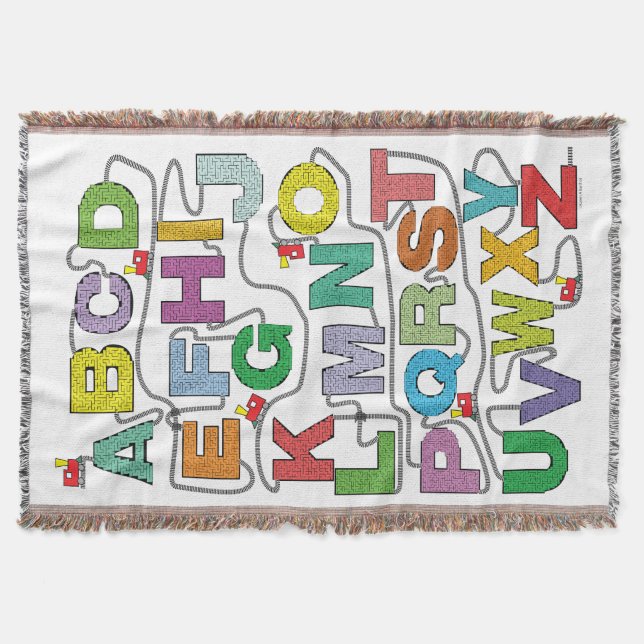 Alphabet Maze Puzzles Railroad Throw Blanket (Front)