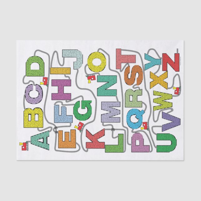 Alphabet Maze Puzzles Railroad Tissue Paper (Front)