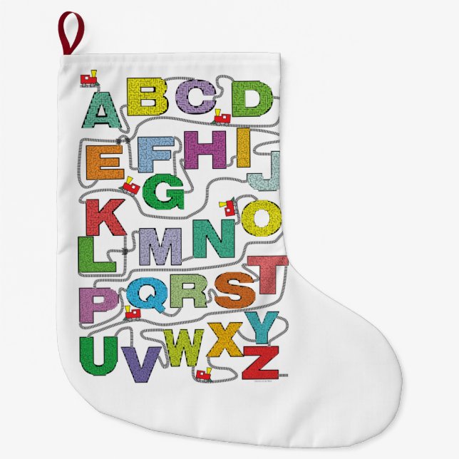 Alphabet Maze Train Poster Large Christmas Stocking (Front)