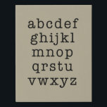 Alphabet Minimalist Typewriter Typography | Beige Faux Canvas Print<br><div class="desc">Minimalist modern alphabet design in a retro typewriter typography in beige</div>