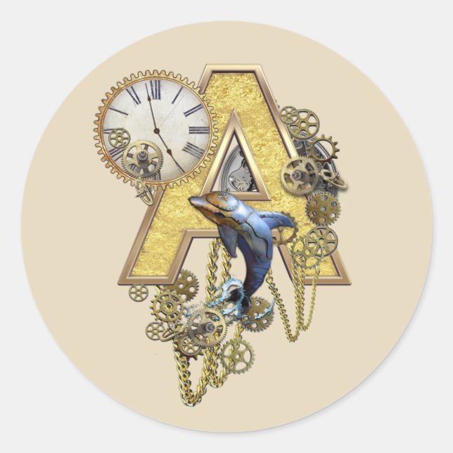 Alphabet-monogram capital-letter A Classic Round Sticker (Front)