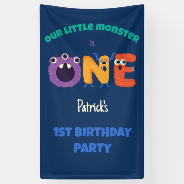 Alphabet Monsters 1st Birthday Our Little Monster  Banner (Vertical)