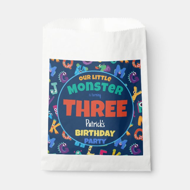 Alphabet Monsters Birthday Little Monster Add Age Favour Bag (Front)