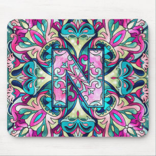 Alphabet N mandala Mouse Pad