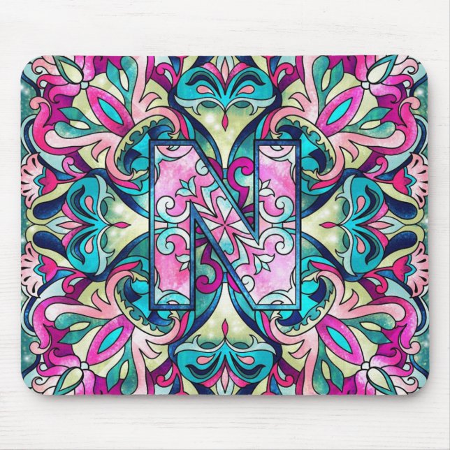 Alphabet N mandala Mouse Pad (Front)