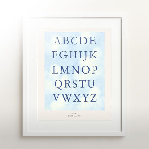 Alphabet – Navy Nursery ABC Wall Art (8x10)