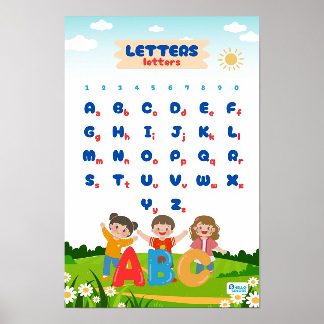 Alphabet & Numbers Educational Poster (Front)
