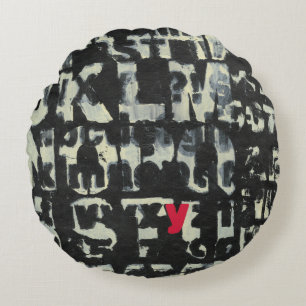 Alphabet Painting by Norman Wyatt Round Cushion