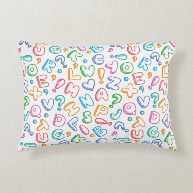 alphabet pattern decorative cushion (Front)