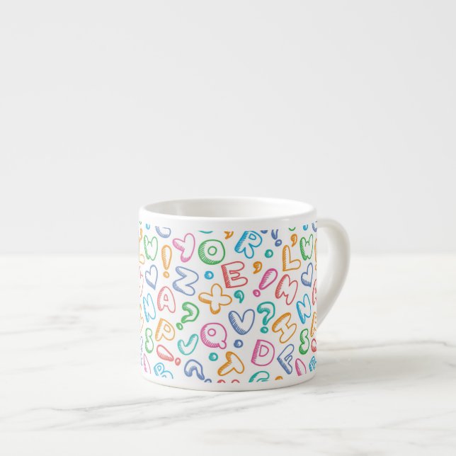 alphabet pattern espresso cup (Front Right)
