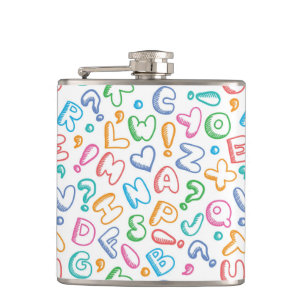 alphabet pattern hip flask