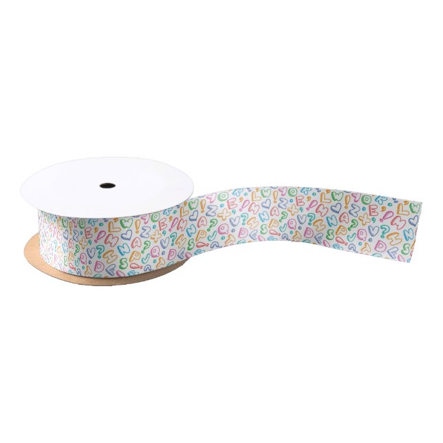 alphabet pattern satin ribbon (Spool)