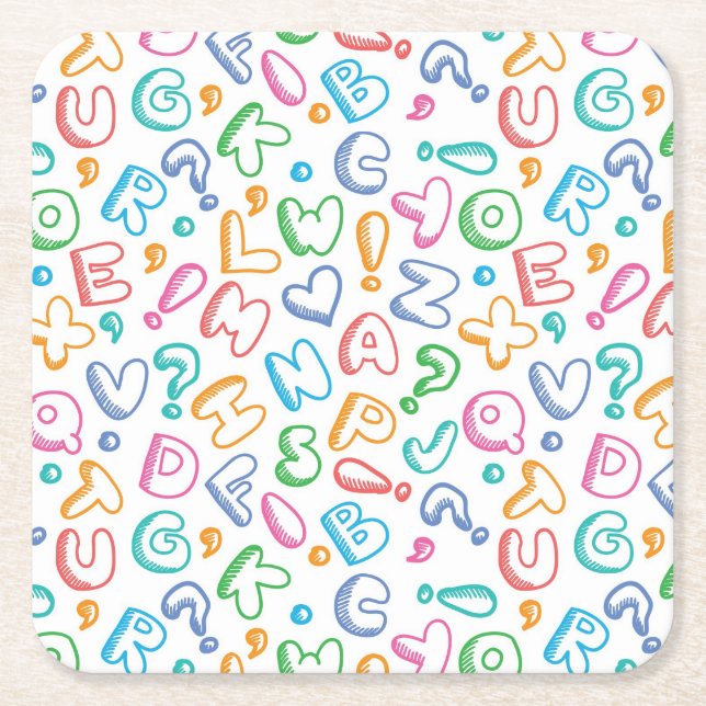 alphabet pattern square paper coaster (Front)