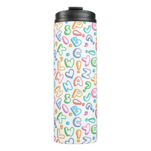 alphabet pattern thermal tumbler