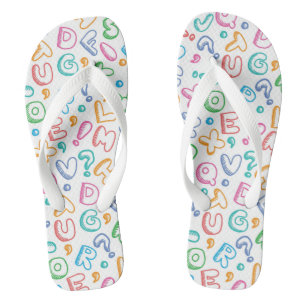 alphabet pattern thongs