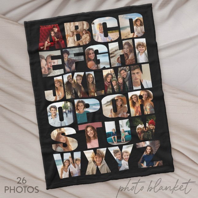 Alphabet Photo Collage - Level Difficult Fleece Blanket (Custom Photo Blankets)