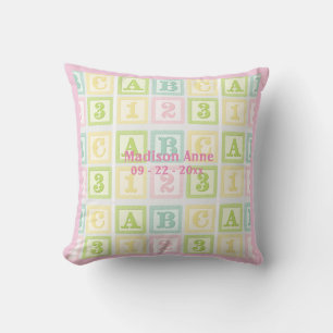 Alphabet Pink Baby Girl Name Personalised Cushion