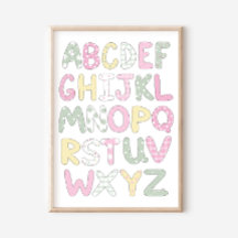 Alphabet Quilt Style Letters Art Print Poster
