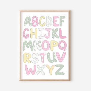 Alphabet Quilt Style Letters Art Print Poster
