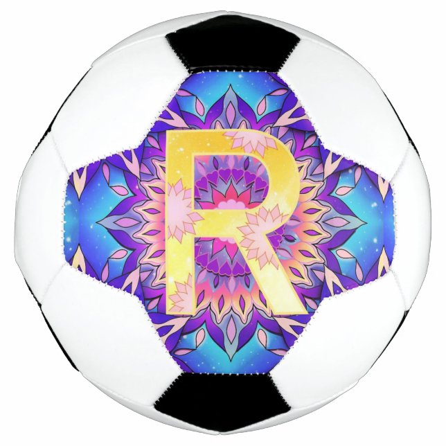 Alphabet R mandala Soccer Ball (Front)