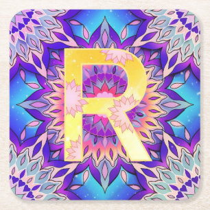 Alphabet R Square Paper Coaster