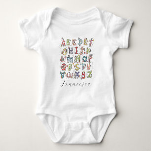 Alphabet Rabbits, Butterflies, Fairies & Flowers Baby Bodysuit