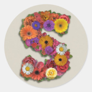 Alphabet S in Flowers Classic Round Sticker
