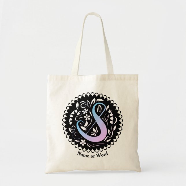Alphabet S Monogram Handwritting Tote Bag (Front)