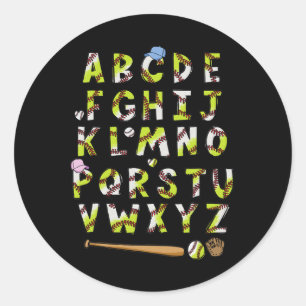 Alphabet Sell Softll Abcs Letters Boys Girls Teach Classic Round Sticker