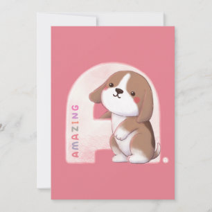 Alphabet Series: "A" Amazing Beagle Illustration Holiday Card