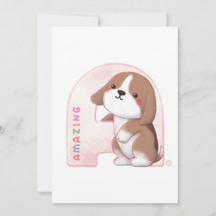 Alphabet Series: "A" Amazing Beagle Illustration Invitation