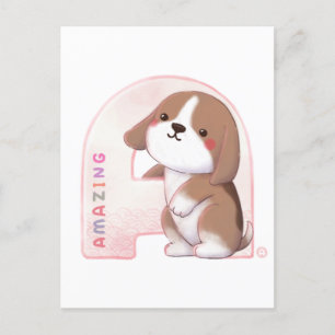 Alphabet Series: "A" Amazing Beagle Illustration Postcard