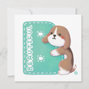 Alphabet Series: "B" Beautiful Beagle Illustration Holiday Card