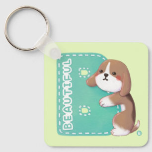 Alphabet Series: "B" Beautiful Beagle Illustration Key Ring