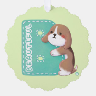 Alphabet Series: "B" Beautiful Beagle Illustration Tree Decoration Card