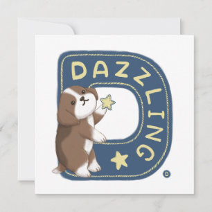 Alphabet Series: "D" Dazzling Beagle Illustration Holiday Card