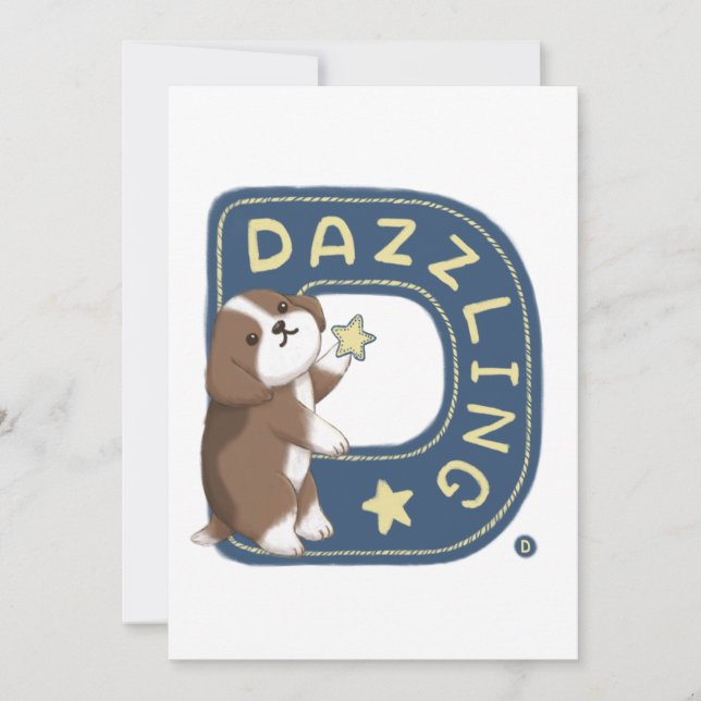 Alphabet Series: "D" Dazzling Beagle Illustration Invitation (Front)