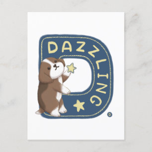 Alphabet Series: "D" Dazzling Beagle Illustration Postcard