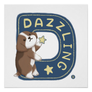 Alphabet Series: "D" Dazzling Beagle Illustration Poster