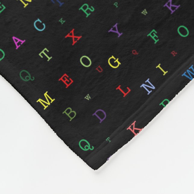 Alphabet Soup Black Pattern Blanket (Corner)