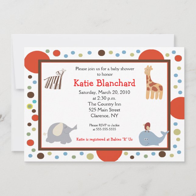 Alphabet Soup Dots 5x7 Baby Shower Invitation (Front)