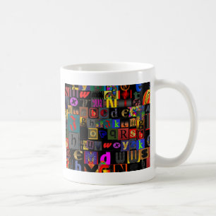 Alphabet Soup, mosaic letters design, fun colourfu Coffee Mug
