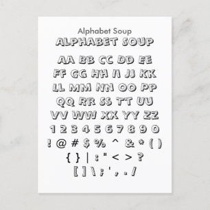 Alphabet Soup - Zazzle Font Sampler Sheet Postcard