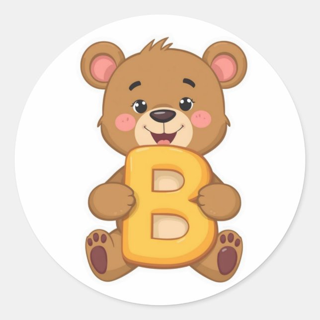 Alphabet Sticker – B with Bear (Front)