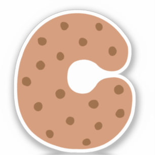Alphabet Sticker, Letter C Sticker, Cookie 