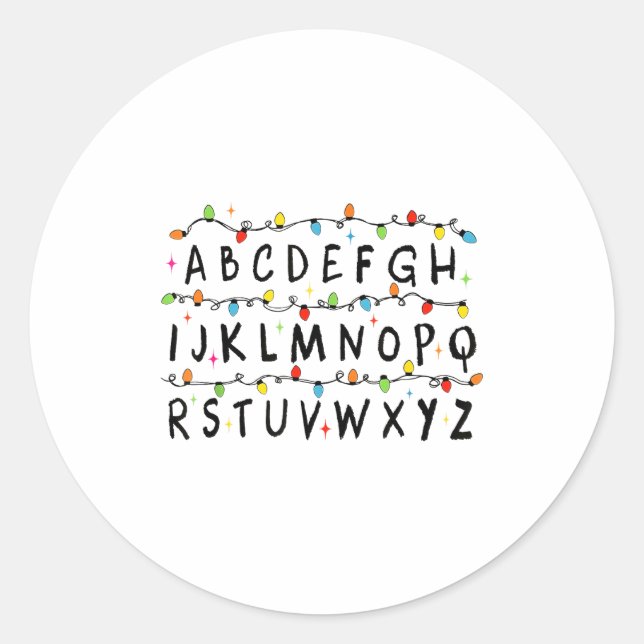 Alphabet Stranger Christmas 2025 Lights Boys Girls Classic Round Sticker (Front)